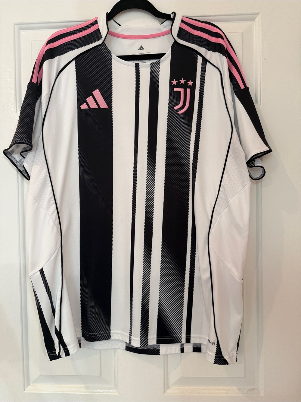 adidas Black, White & Pink Juventus Home Soccer Jersey